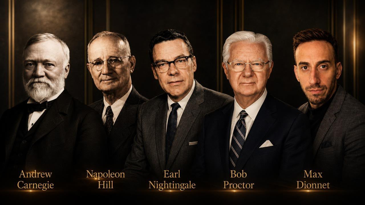 Andrew Carnegie, Napoleon Hill, Earl Nightingale, Bob Proctor y Max Dionnet